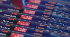 Display showing the stock market recession