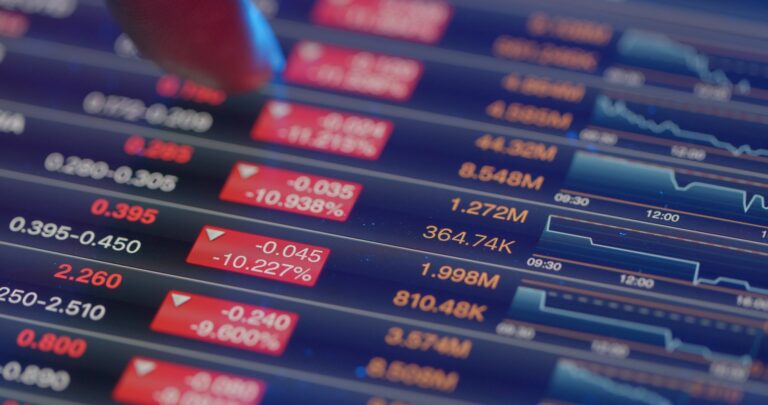 Display showing the stock market recession